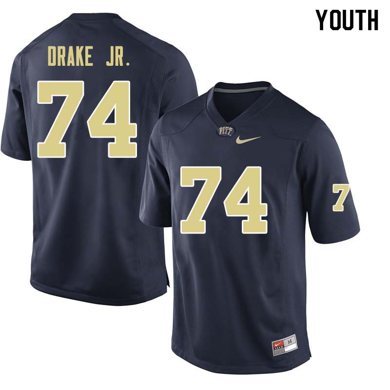 Youth #74 Jerry Drake Jr. Pittsburgh Panthers College Football Jerseys Sale-Navy